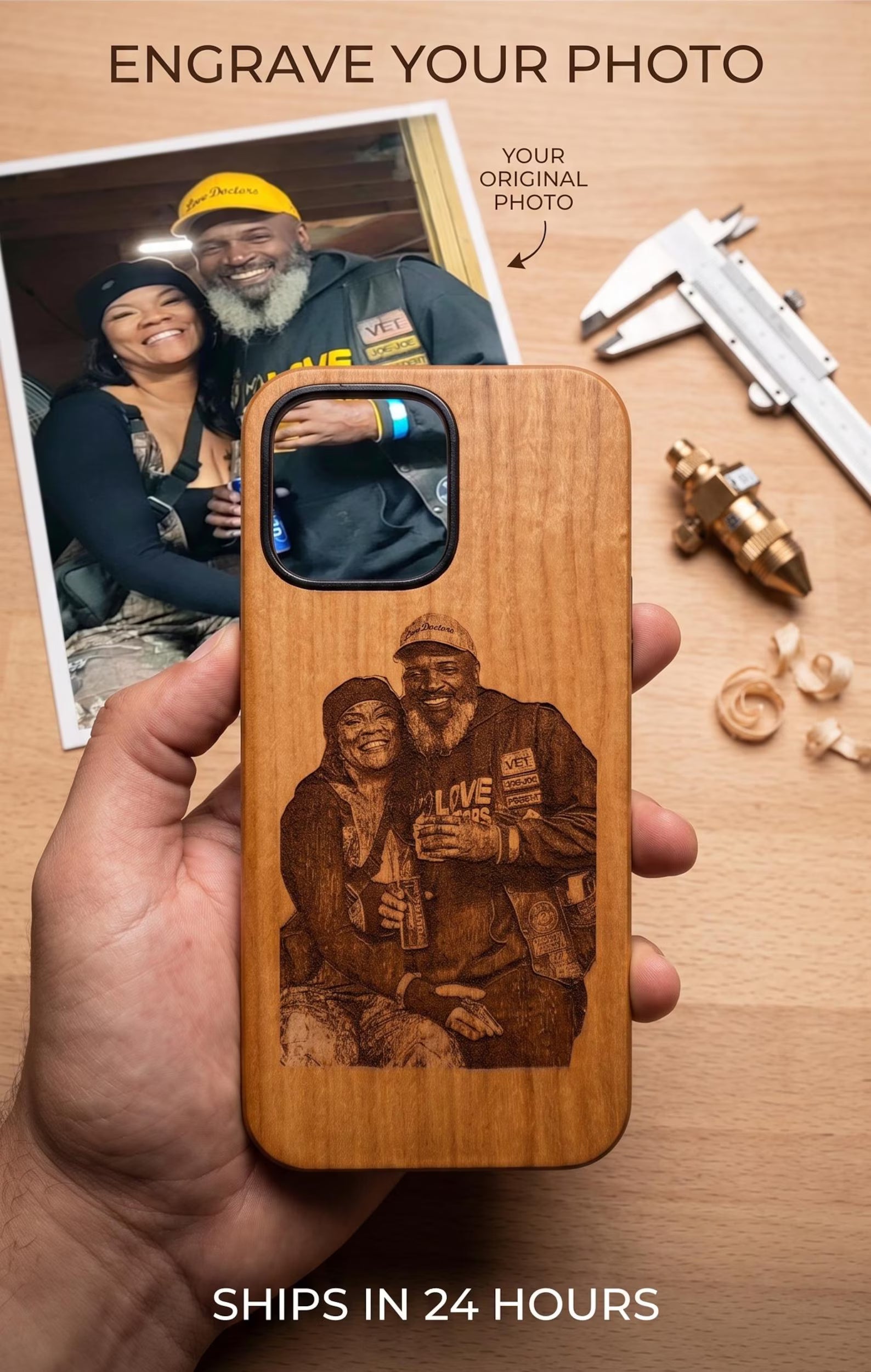 Custom Cherry Wood Wooden Engraved Phone Case