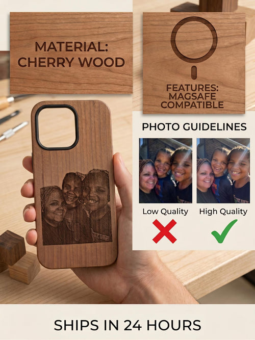 Custom Cherry Wood Wooden Engraved Phone Case